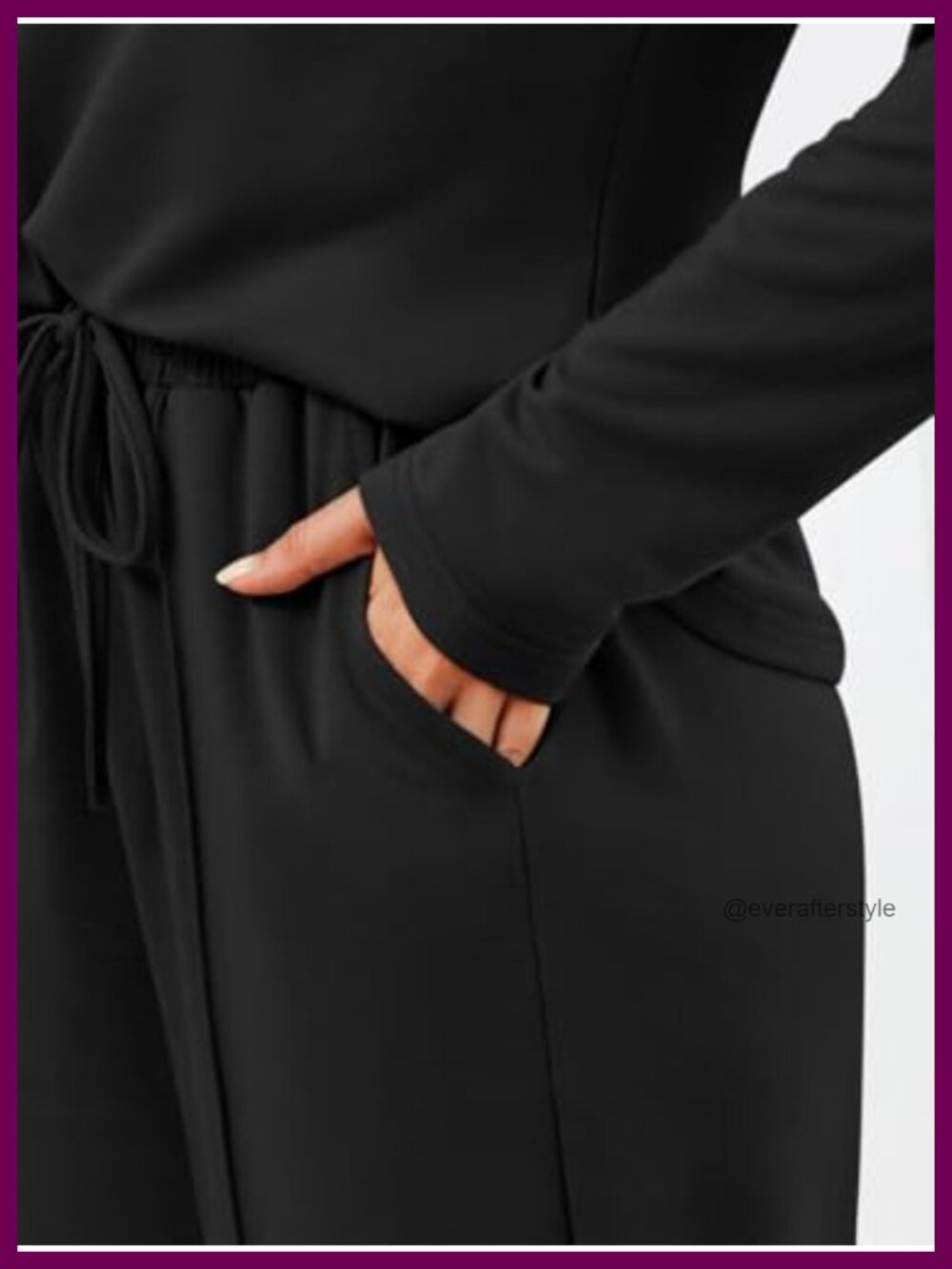 Womens 2 Piece Sweat Set V-Neck Top Wide Leg Pants Lounge - Picture 4 of 5